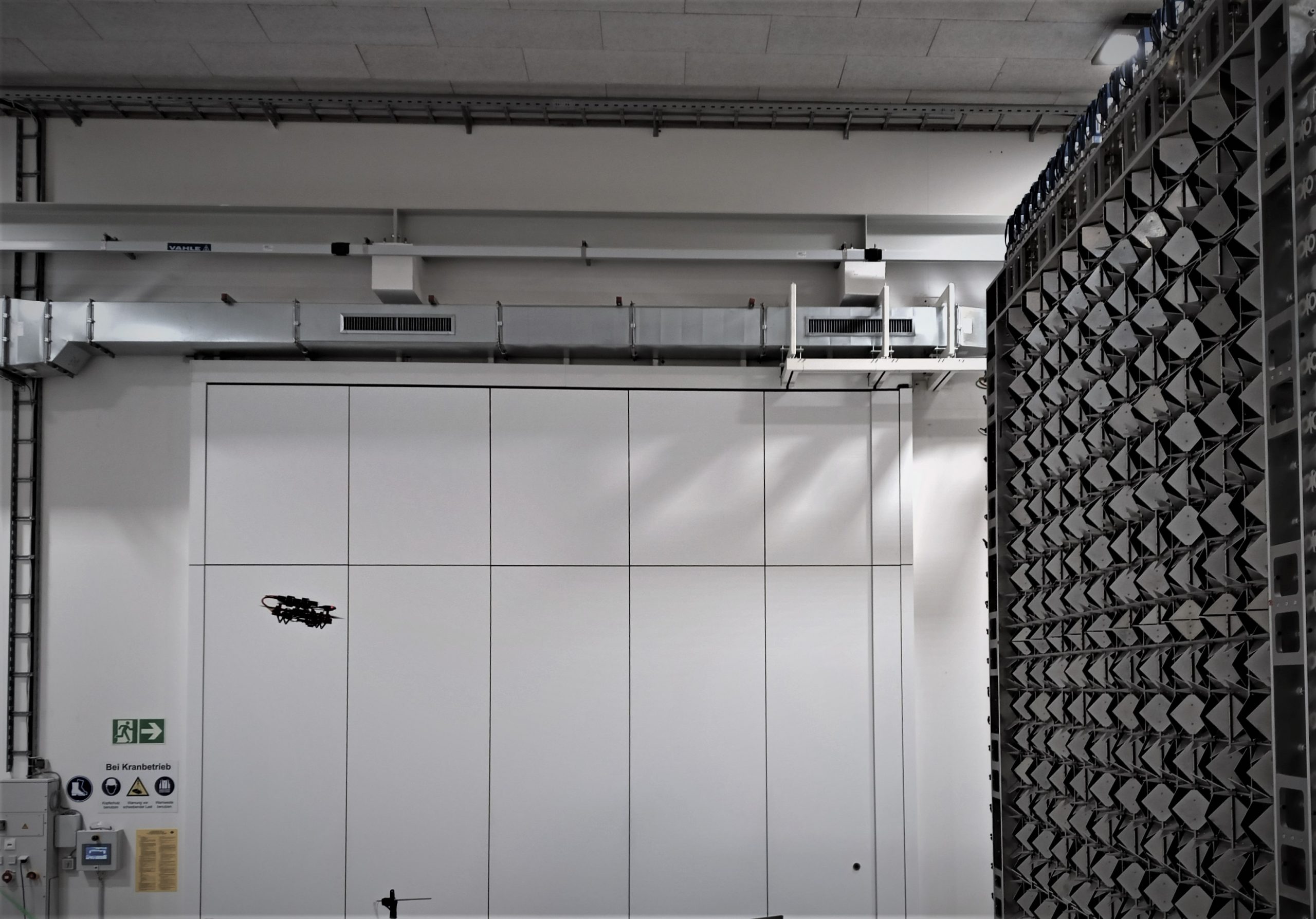 UAV flying in front of the active grid